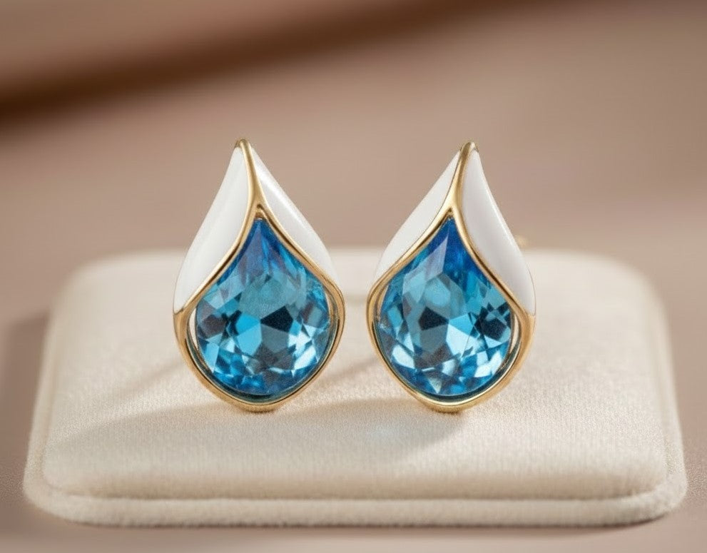 Blue TearDrop Shiny Stud