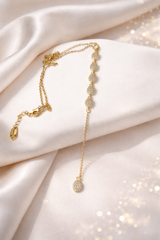Golden Cascade Long Charm Necklace