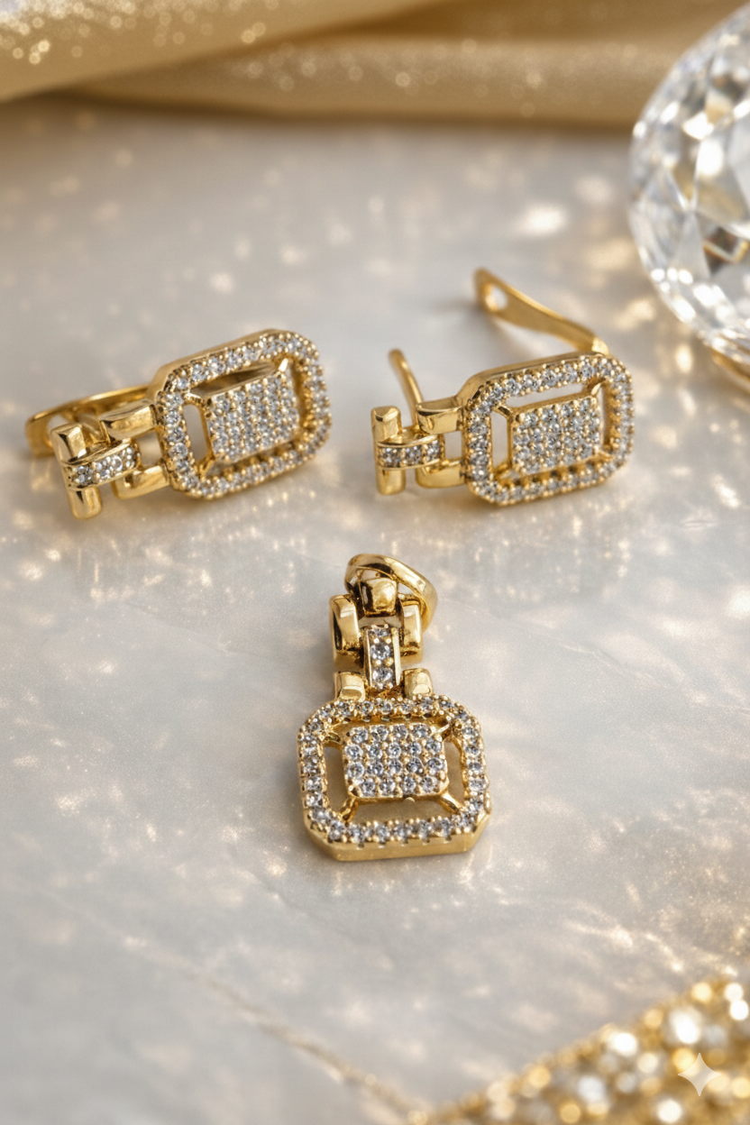 Golden Spark Link Pendant Set