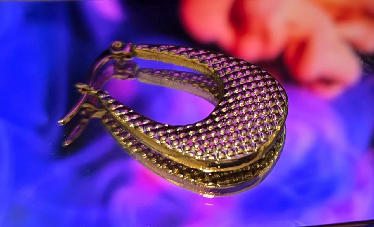 Lattice Textured Bold Hoops