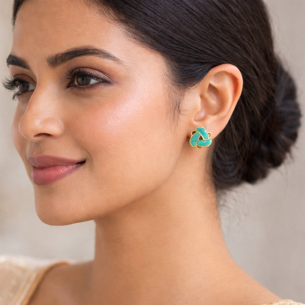 Blue Enamel Knot Stud earrings