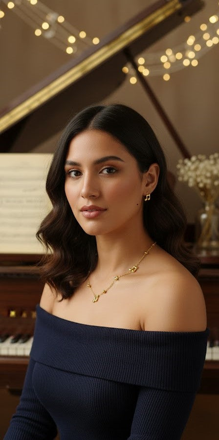 Musical Note Chain + Small Studs Set