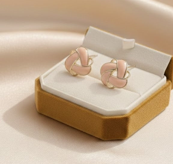 Peach Enamel Knot Stud earrings