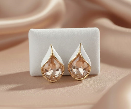 Light Brown TearDrop Shiny Stud