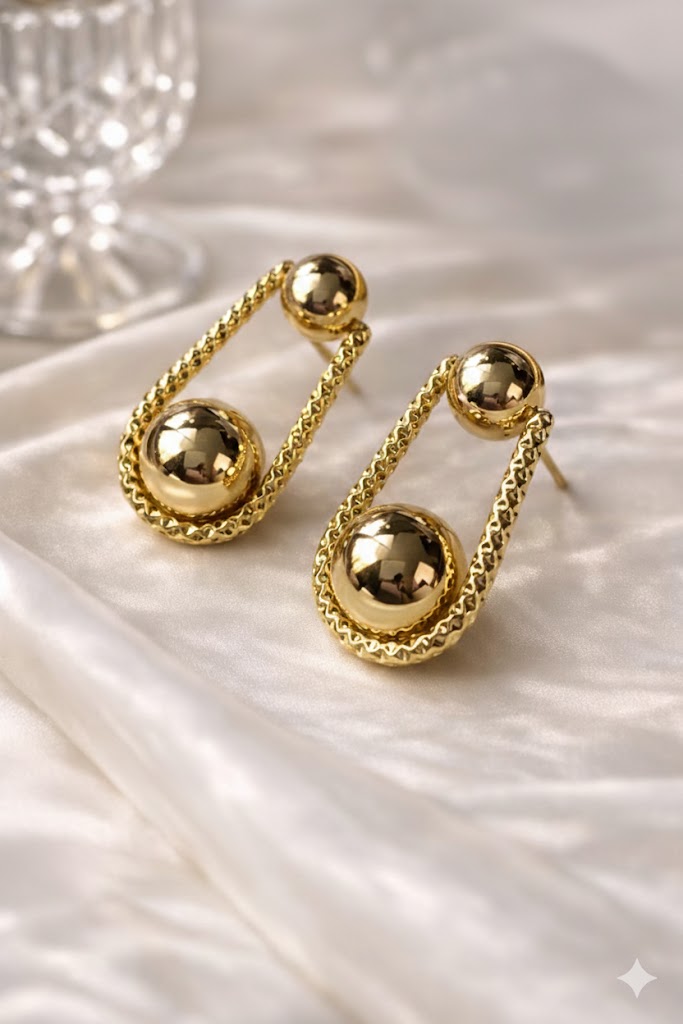 Golden Orb Drop Earrings