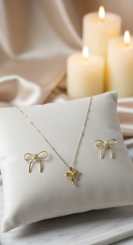 Chic Bow Pendant & Stud Set