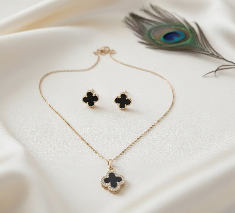 Black Clover Reversible Pendant and Stud Set
