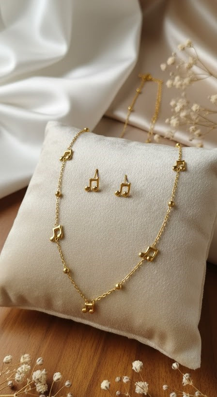Musical Note Chain + Small Studs Set