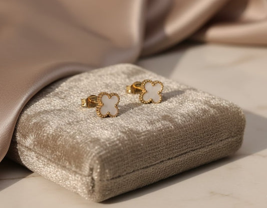 Lucky White Clover Studs